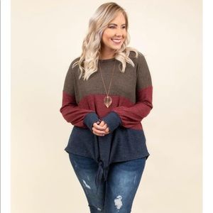(Plus Size) color block sweater